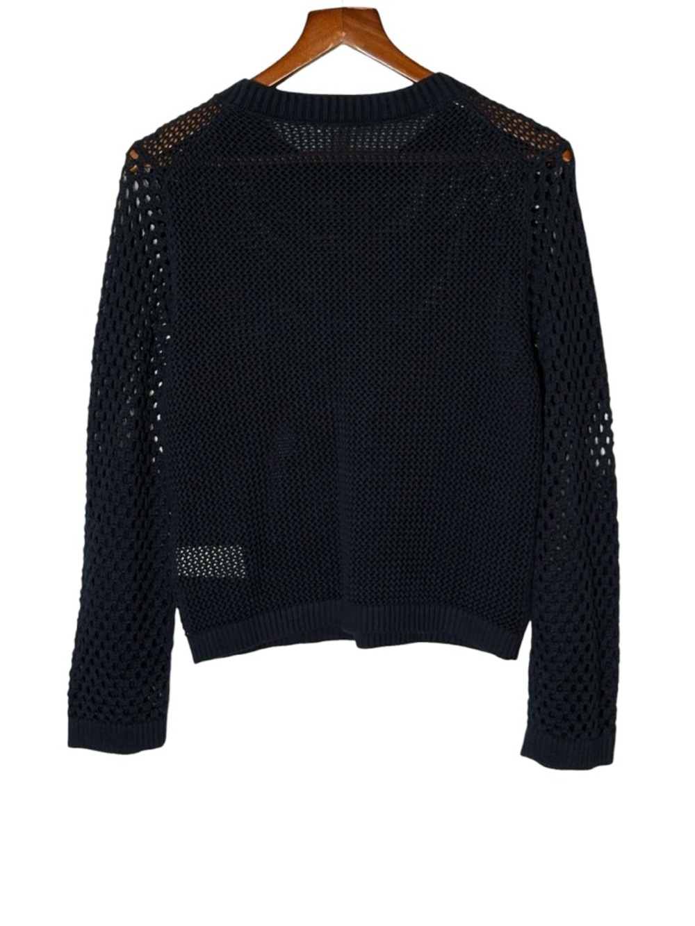 NWT J Crew Crochet Open Knit Crewneck Beach Sweater Navy Blue BQ212 • Size S - Picture 4 of 9